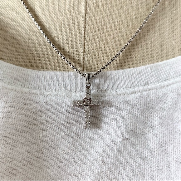 Sterling Silver & Cubic Z Cross Pendant Necklace - Picture 2 of 9